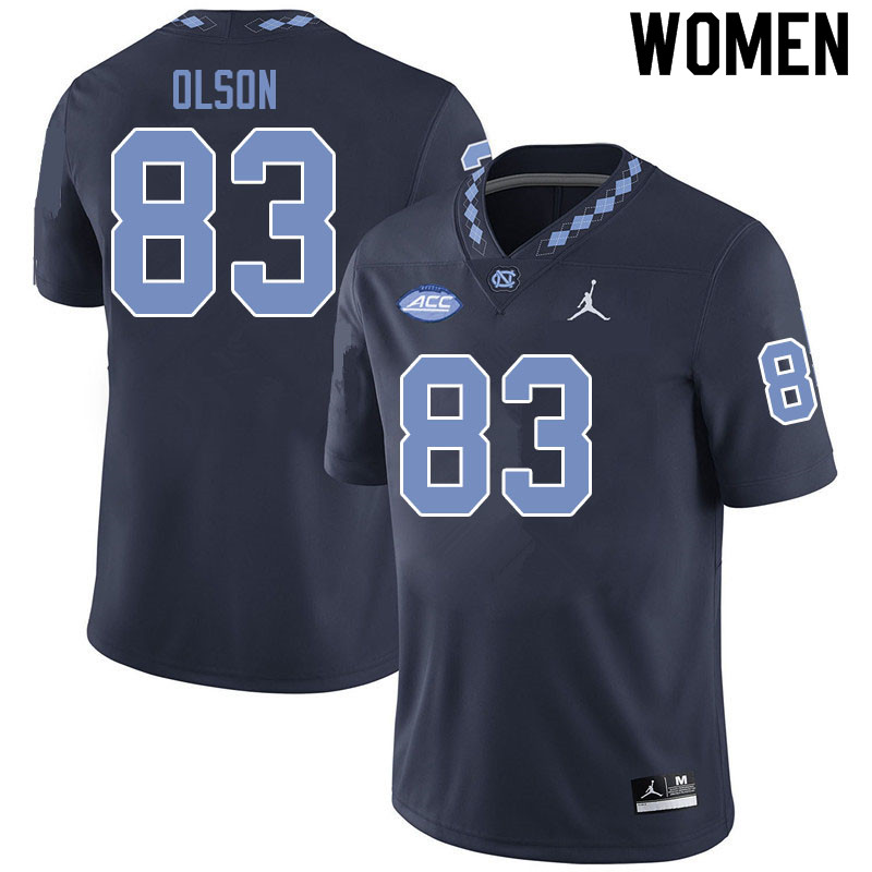 Jordan Brand Women #83 Justin Olson North Carolina Tar Heels College Football Jerseys Sale-Black - Click Image to Close